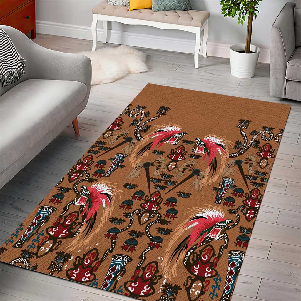 Terracotta Bird of Batik Papua Area Rug Exotic Natural Wealth of Papua LT9 - Polynesian Pride