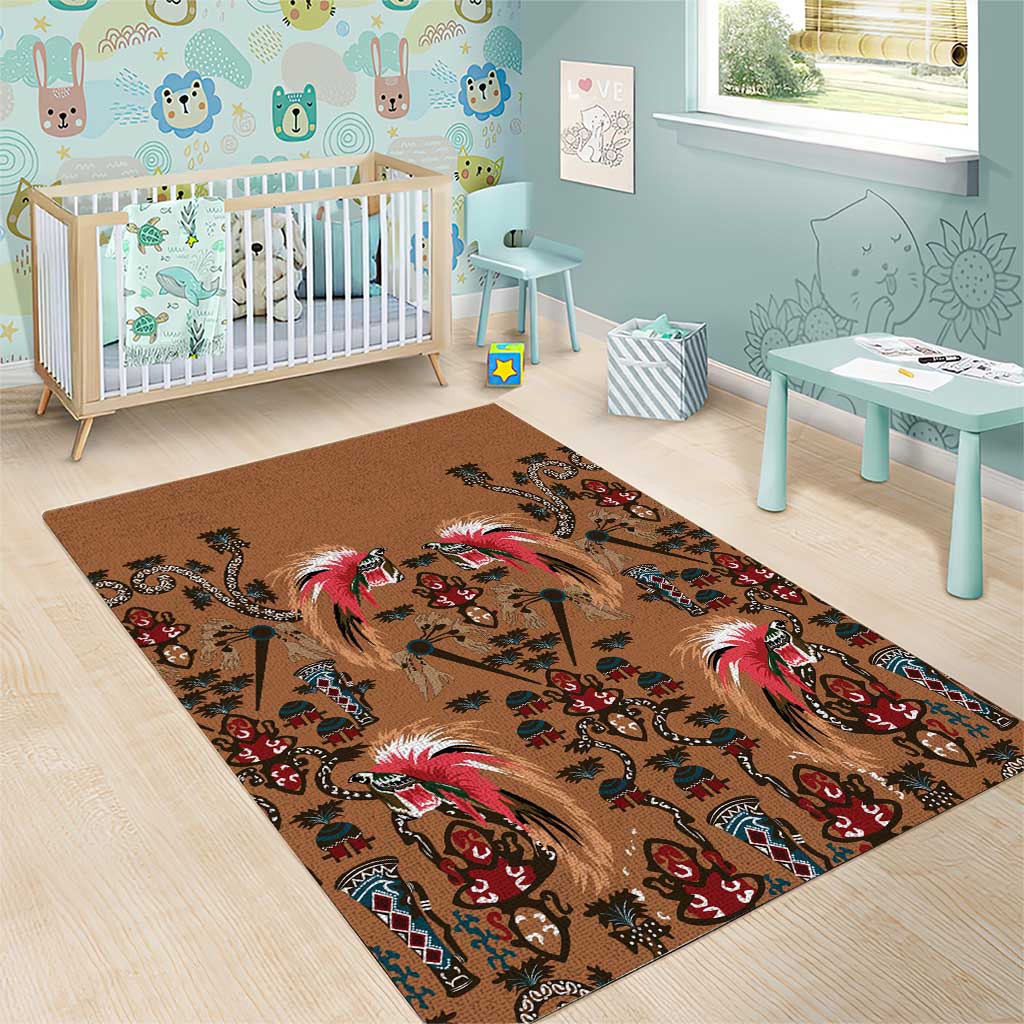 Terracotta Bird of Batik Papua Area Rug Exotic Natural Wealth of Papua LT9 - Polynesian Pride