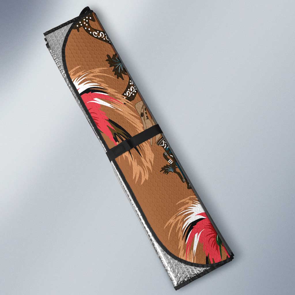 Terracotta Bird of Batik Papua Auto Sun Shade Exotic Natural Wealth of Papua LT9 - Polynesian Pride