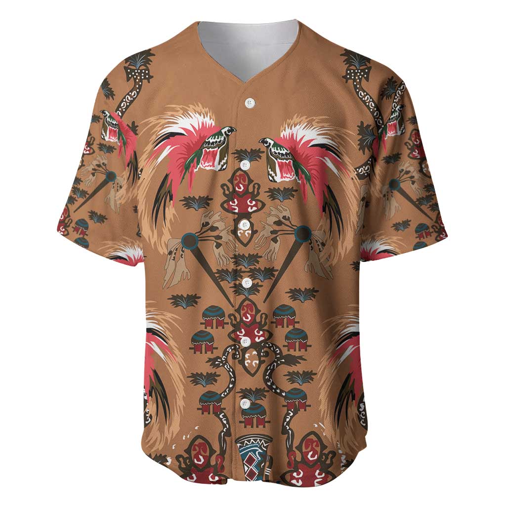 Terracotta Bird of Batik Papua Baseball Jersey Exotic Natural Wealth of Papua LT9 Gold - Polynesian Pride