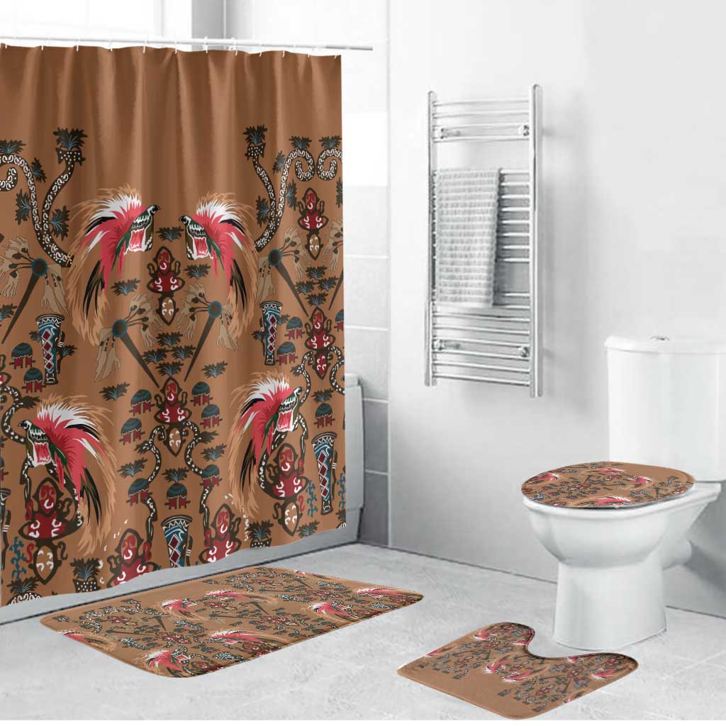 Terracotta Bird of Batik Papua Bathroom Set Exotic Natural Wealth of Papua LT9 Bathroom Set (4 pcs) Gold - Polynesian Pride