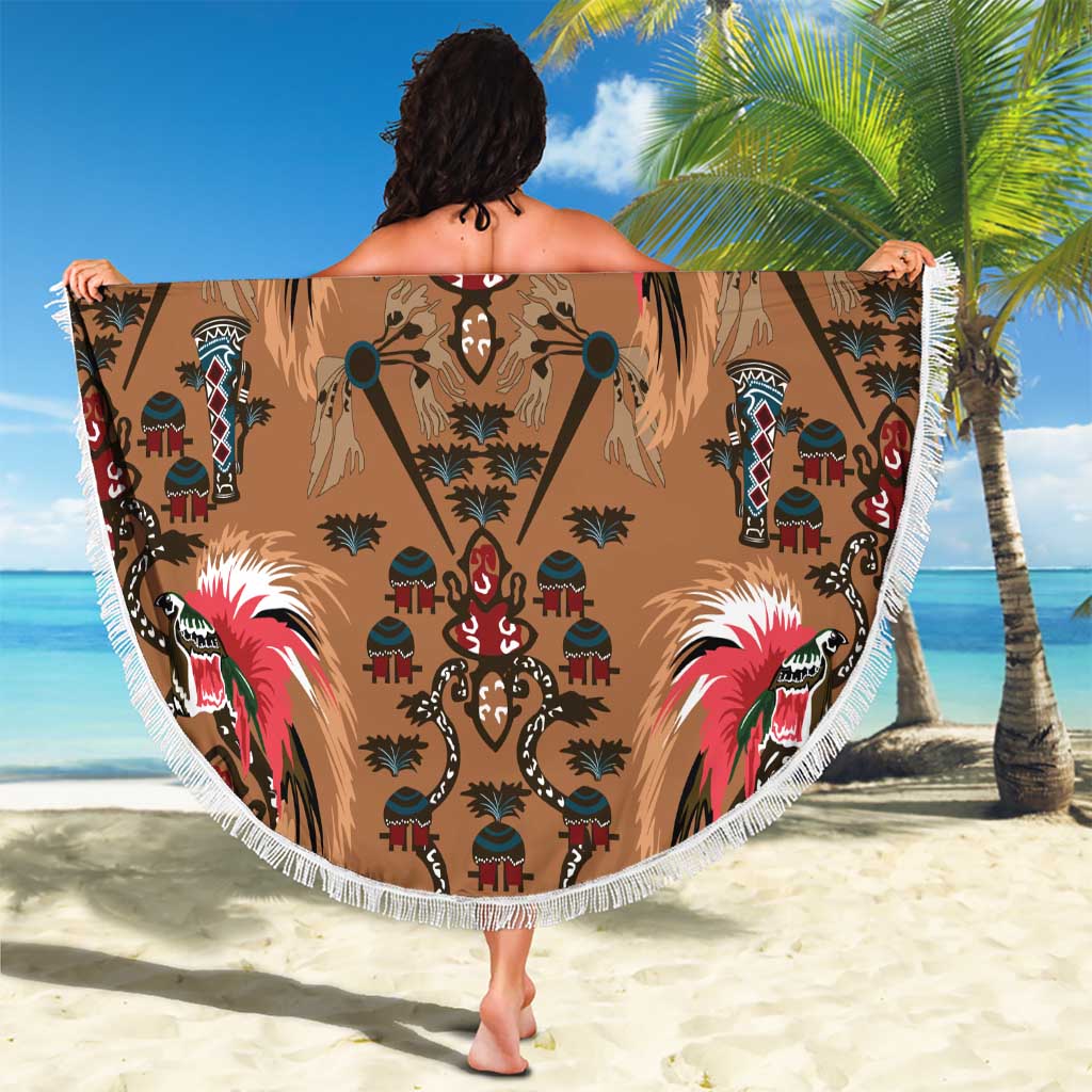 Terracotta Bird of Batik Papua Beach Blanket Exotic Natural Wealth of Papua LT9 - Polynesian Pride