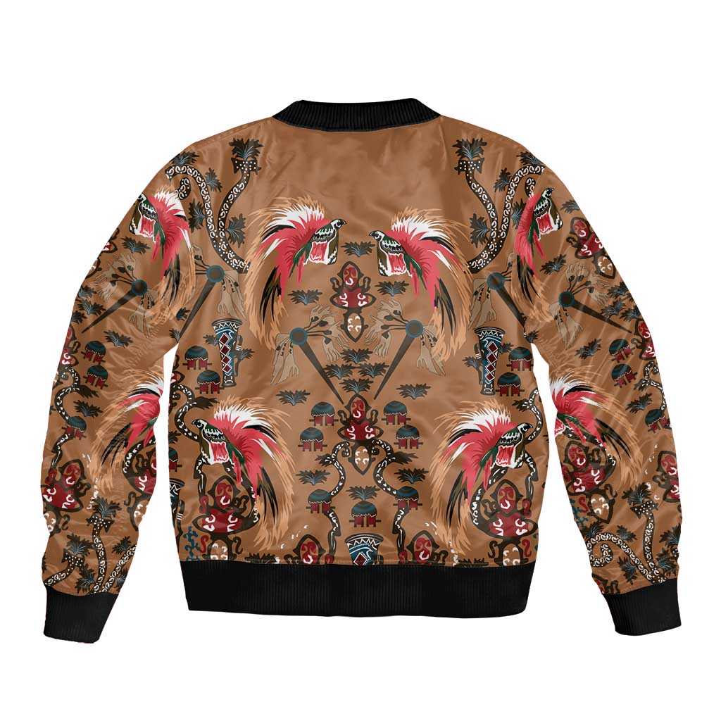 Terracotta Bird of Batik Papua Bomber Jacket Exotic Natural Wealth of Papua LT9 - Polynesian Pride