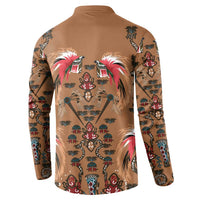 Terracotta Bird of Batik Papua Button Sweatshirt Exotic Natural Wealth of Papua - Polynesian Pride