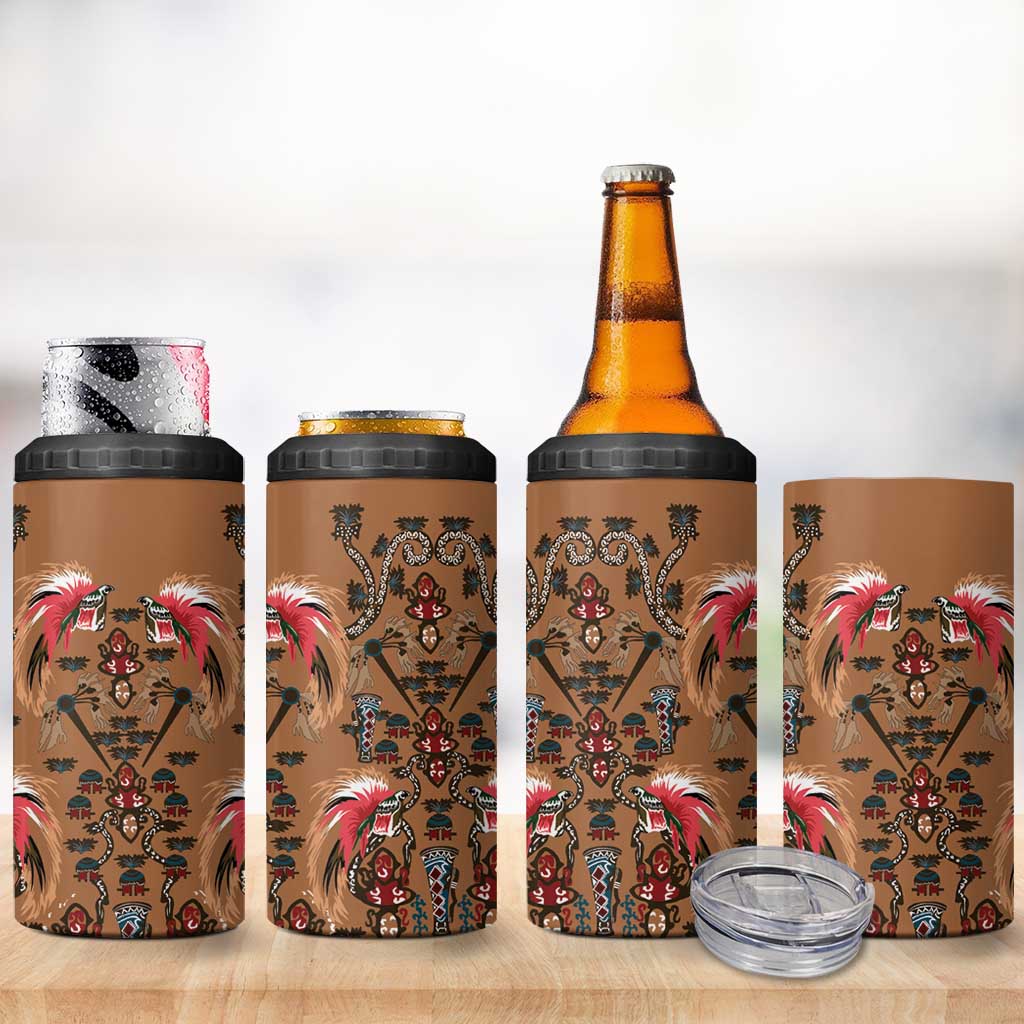 Terracotta Bird of Batik Papua 4 in 1 Can Cooler Tumbler Exotic Natural Wealth of Papua LT9 - Polynesian Pride