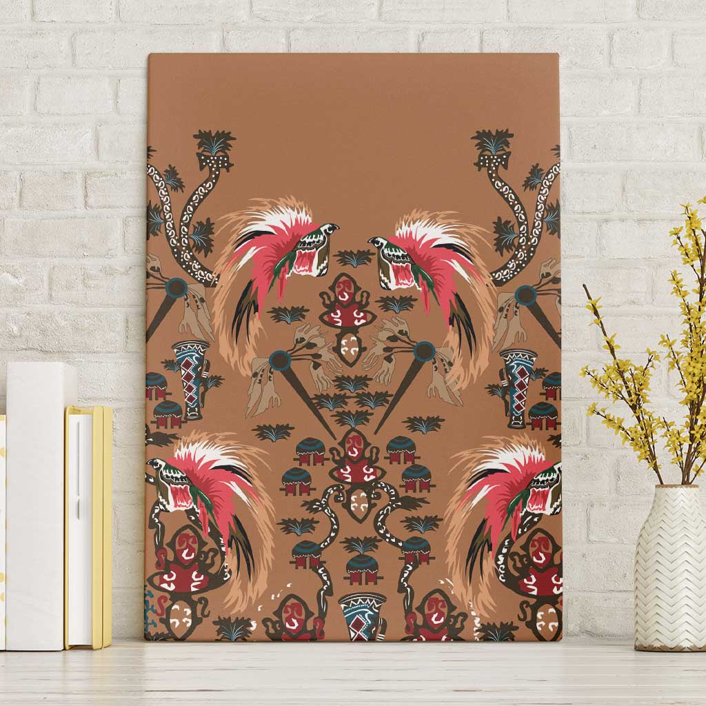Terracotta Bird of Batik Papua Canvas Wall Art Exotic Natural Wealth of Papua LT9 Without Frame Gold - Polynesian Pride