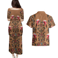 Terracotta Bird of Batik Papua Couples Matching Puletasi and Hawaiian Shirt Exotic Natural Wealth of Papua LT9 - Polynesian Pride