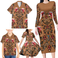 Terracotta Bird of Batik Papua Family Matching Long Sleeve Bodycon Dress and Hawaiian Shirt Exotic Natural Wealth of Papua LT9 - Polynesian Pride