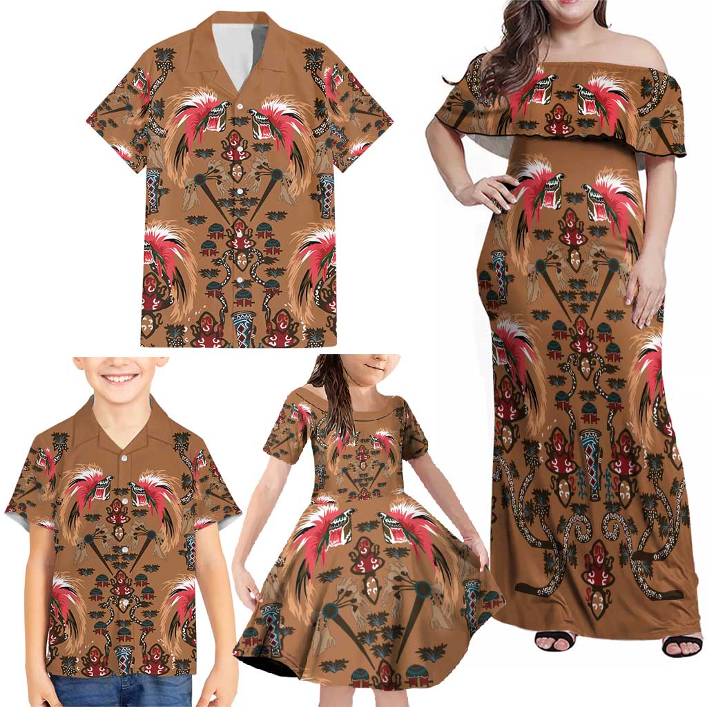 Terracotta Bird of Batik Papua Family Matching Off Shoulder Maxi Dress and Hawaiian Shirt Exotic Natural Wealth of Papua LT9 - Polynesian Pride