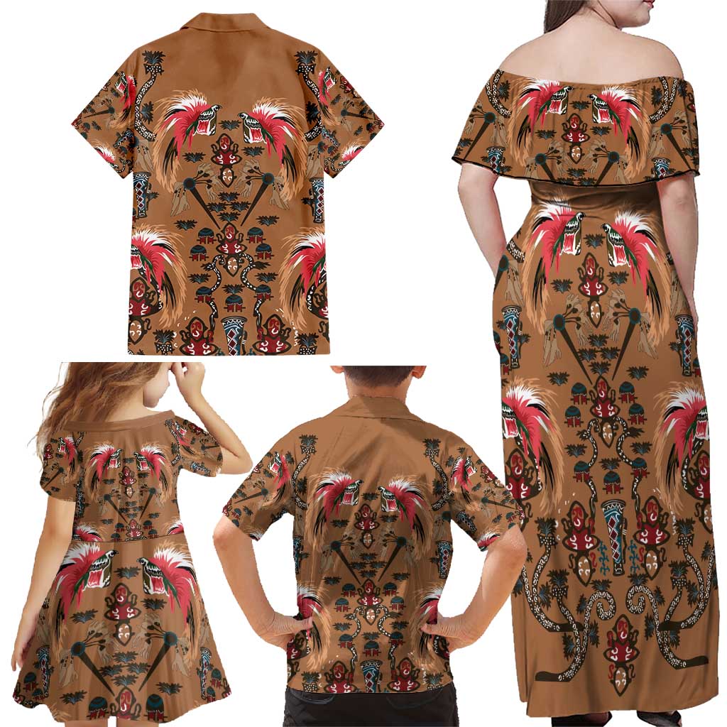 Terracotta Bird of Batik Papua Family Matching Off Shoulder Maxi Dress and Hawaiian Shirt Exotic Natural Wealth of Papua LT9 - Polynesian Pride