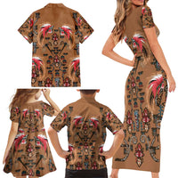 Terracotta Bird of Batik Papua Family Matching Short Sleeve Bodycon Dress and Hawaiian Shirt Exotic Natural Wealth of Papua LT9 - Polynesian Pride