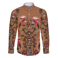 Terracotta Bird of Batik Papua Family Matching Short Sleeve Bodycon Dress and Hawaiian Shirt Exotic Natural Wealth of Papua LT9 Dad's Shirt - Long Sleeve Gold - Polynesian Pride