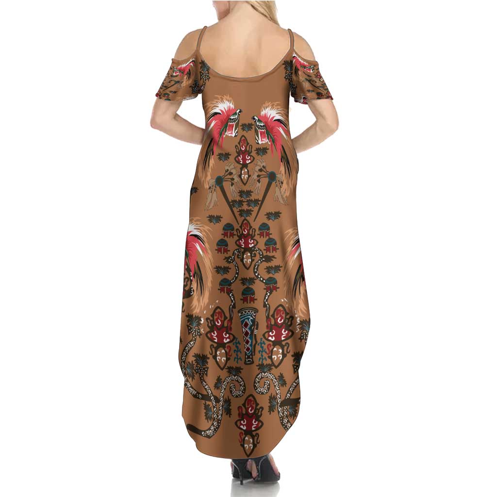 Terracotta Bird of Batik Papua Family Matching Summer Maxi Dress and Hawaiian Shirt Exotic Natural Wealth of Papua LT9 - Polynesian Pride