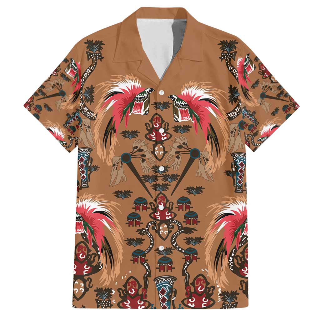 Terracotta Bird of Batik Papua Family Matching Tank Maxi Dress and Hawaiian Shirt Exotic Natural Wealth of Papua LT9 Dad's Shirt - Short Sleeve Gold - Polynesian Pride