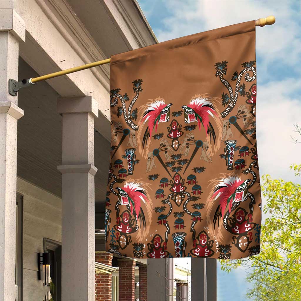 Terracotta Bird of Batik Papua Garden Flag Exotic Natural Wealth of Papua LT9 House Flag Gold - Polynesian Pride