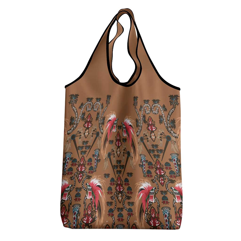 Terracotta Bird of Batik Papua Grocery Bag Exotic Natural Wealth of Papua LT9 - Polynesian Pride