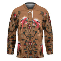 Terracotta Bird of Batik Papua Hockey Jersey Exotic Natural Wealth of Papua LT9 Unisex Gold - Polynesian Pride