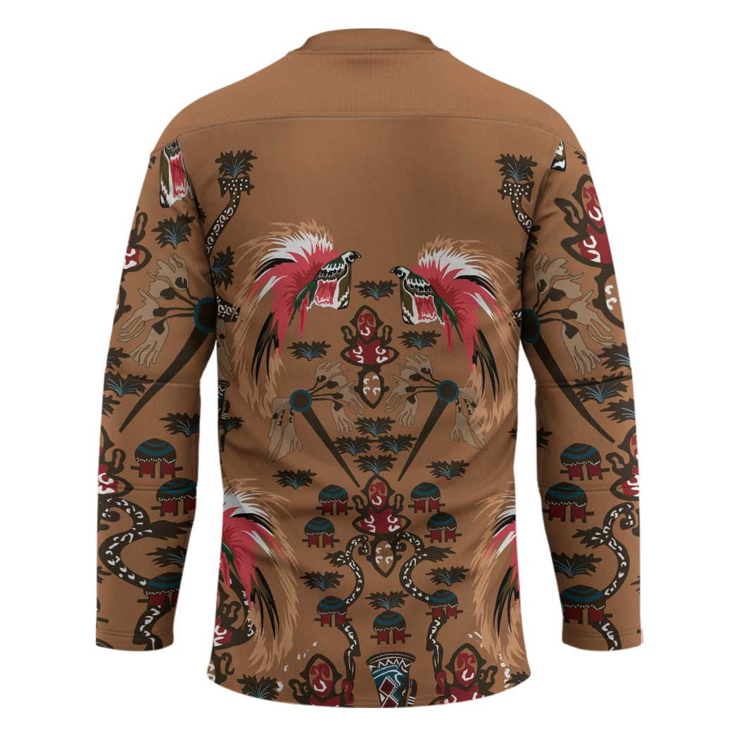 Terracotta Bird of Batik Papua Hockey Jersey Exotic Natural Wealth of Papua LT9 - Polynesian Pride