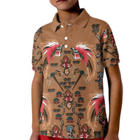 Terracotta Bird of Batik Papua Kid Polo Shirt Exotic Natural Wealth of Papua LT9 Kid Gold - Polynesian Pride