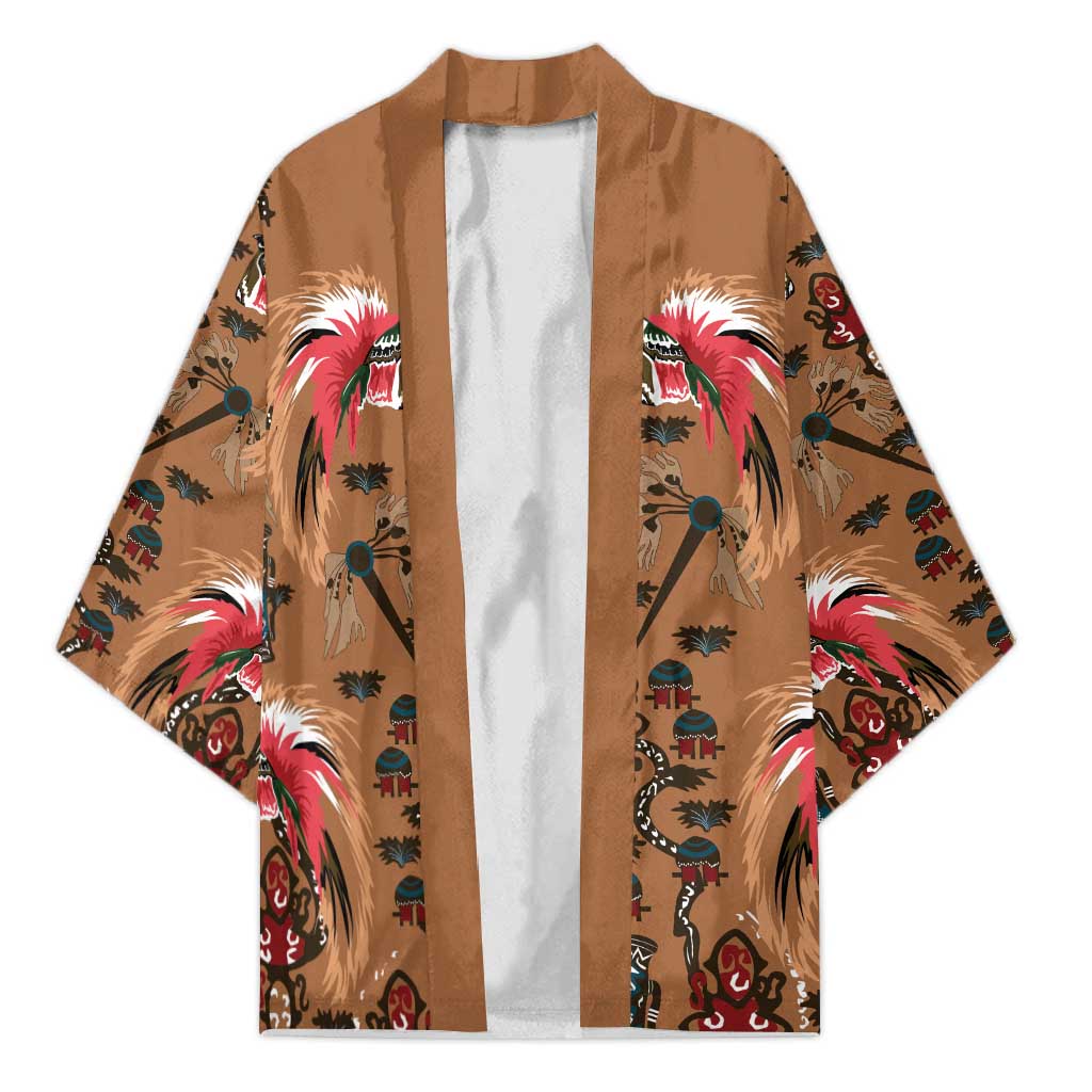 Terracotta Bird of Batik Papua Kimono Exotic Natural Wealth of Papua LT9 Unisex Gold - Polynesian Pride