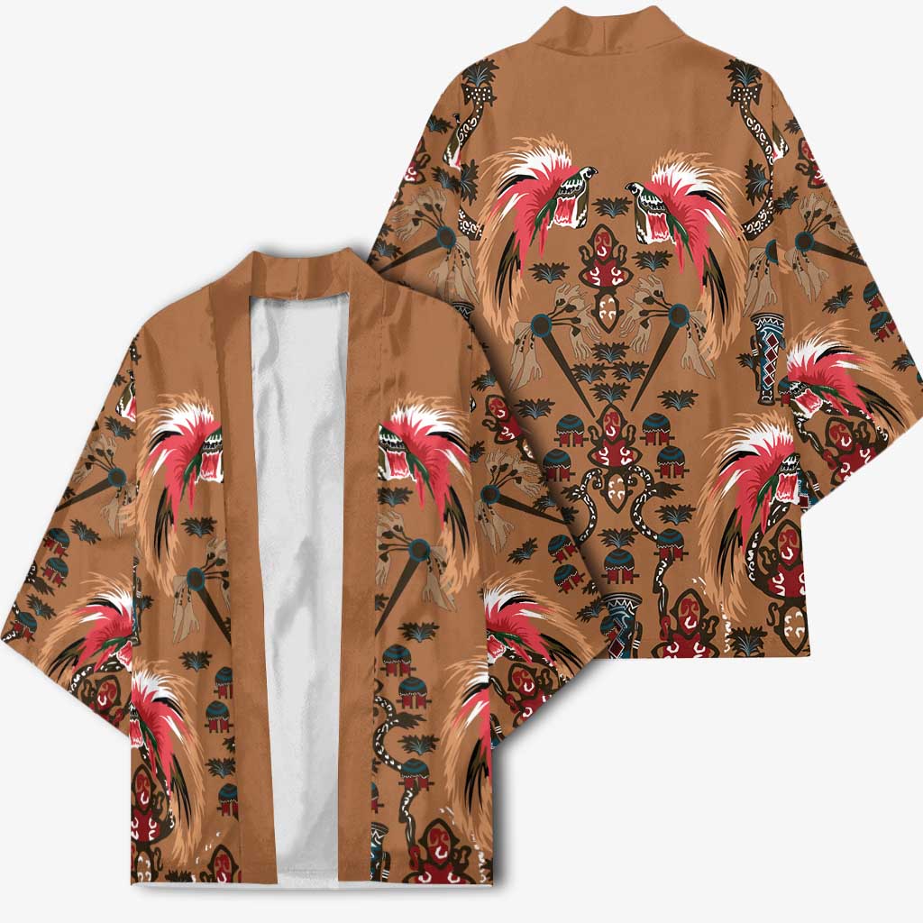 Terracotta Bird of Batik Papua Kimono Exotic Natural Wealth of Papua LT9 - Polynesian Pride