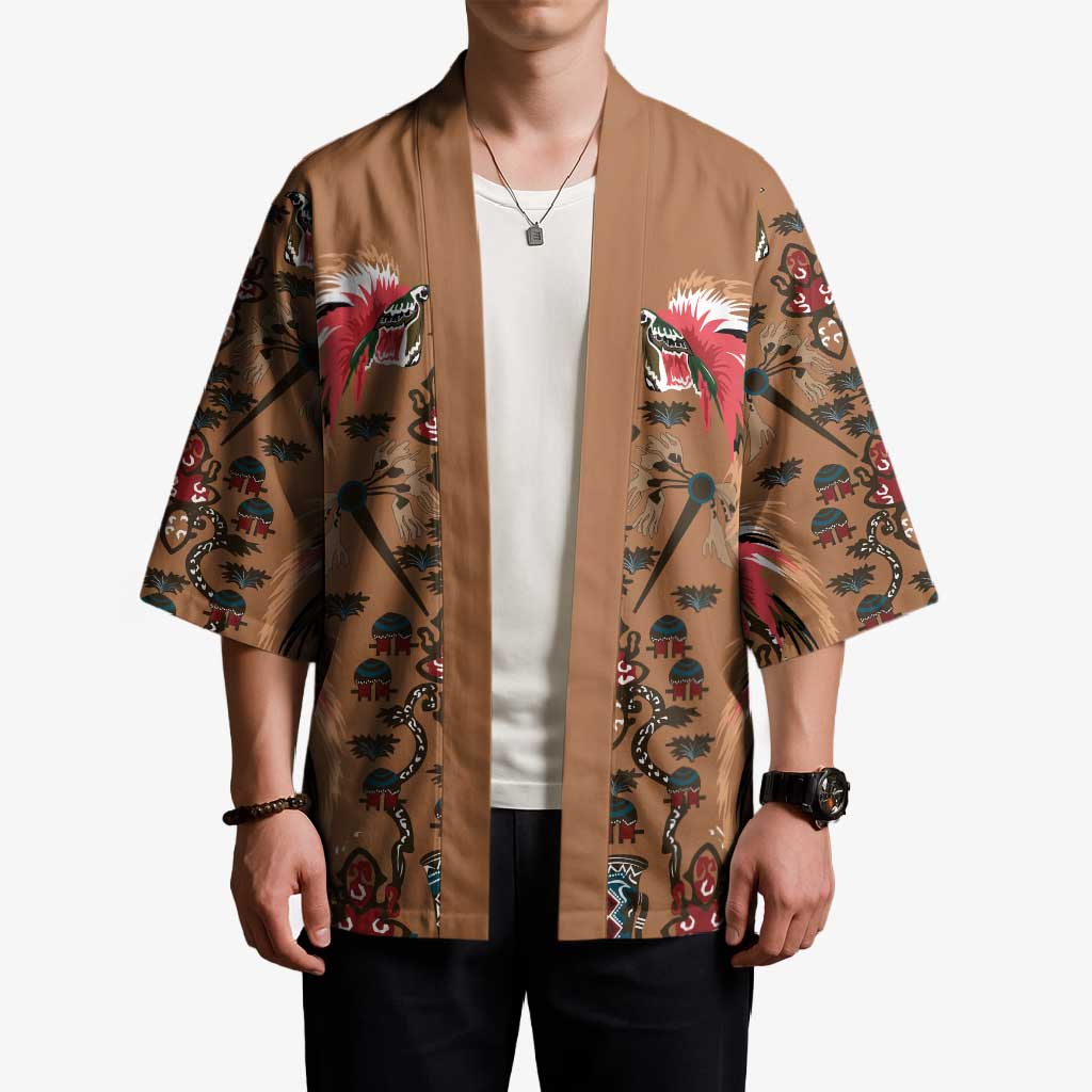 Terracotta Bird of Batik Papua Kimono Exotic Natural Wealth of Papua LT9 - Polynesian Pride