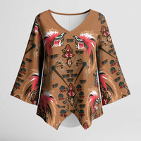 Terracotta Bird of Batik Papua Kimono Sleeve Blouse Exotic Natural Wealth of Papua LT9 Female Gold - Polynesian Pride