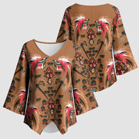 Terracotta Bird of Batik Papua Kimono Sleeve Blouse Exotic Natural Wealth of Papua LT9 - Polynesian Pride