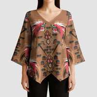 Terracotta Bird of Batik Papua Kimono Sleeve Blouse Exotic Natural Wealth of Papua LT9 - Polynesian Pride
