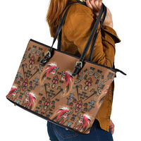 Terracotta Bird of Batik Papua Leather Tote Bag Exotic Natural Wealth of Papua LT9 - Polynesian Pride