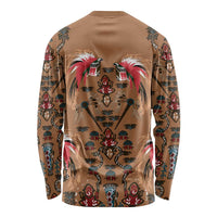 Terracotta Bird of Batik Papua Long Sleeve Shirt Exotic Natural Wealth of Papua LT9 - Polynesian Pride