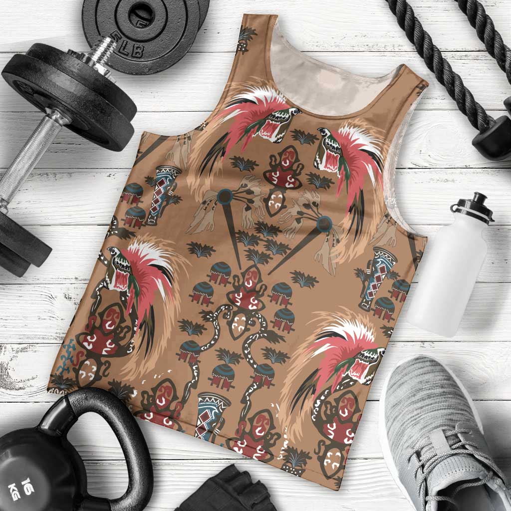 Terracotta Bird of Batik Papua Men Tank Top Exotic Natural Wealth of Papua LT9 - Polynesian Pride