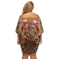 Terracotta Bird of Batik Papua Off Shoulder Short Dress Exotic Natural Wealth of Papua LT9 - Polynesian Pride