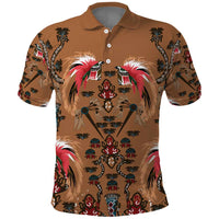 Terracotta Bird of Batik Papua Polo Shirt Exotic Natural Wealth of Papua LT9 Gold - Polynesian Pride