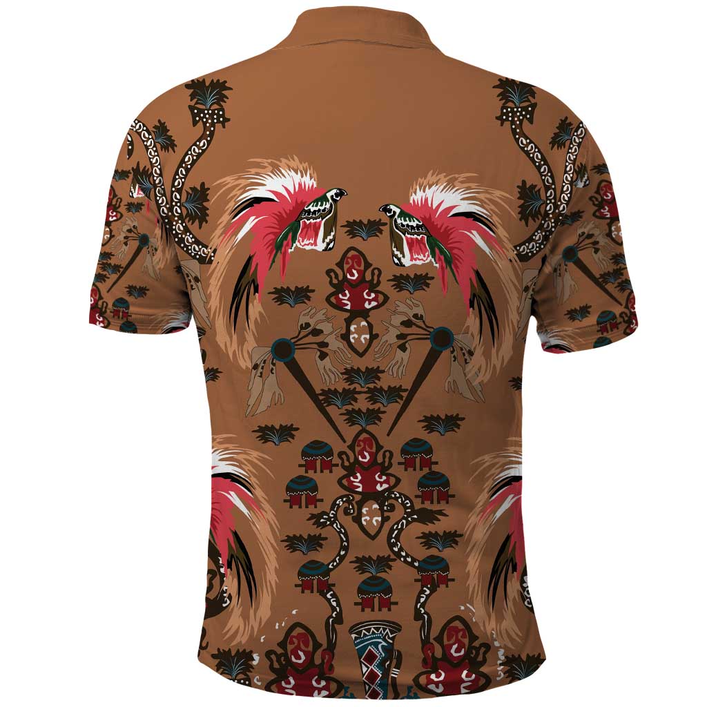 Terracotta Bird of Batik Papua Polo Shirt Exotic Natural Wealth of Papua LT9 - Polynesian Pride