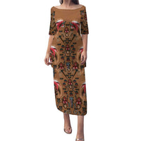 Terracotta Bird of Batik Papua Puletasi Exotic Natural Wealth of Papua LT9 Long Dress Gold - Polynesian Pride