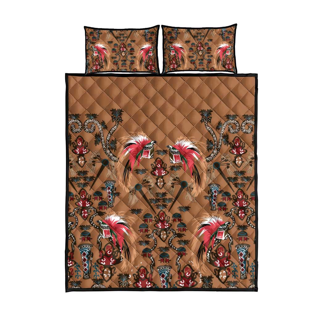 Terracotta Bird of Batik Papua Quilt Bed Set Exotic Natural Wealth of Papua LT9 - Polynesian Pride