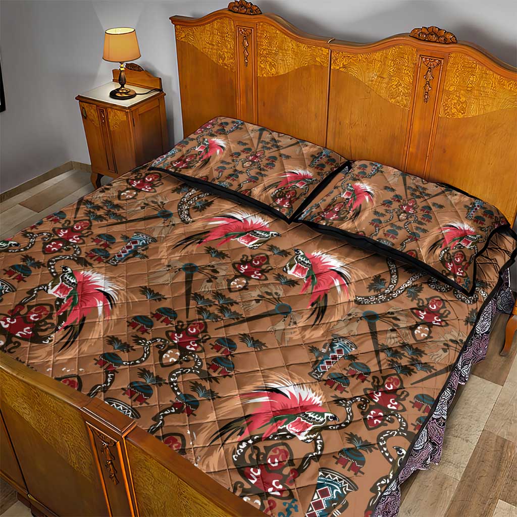 Terracotta Bird of Batik Papua Quilt Bed Set Exotic Natural Wealth of Papua LT9 - Polynesian Pride