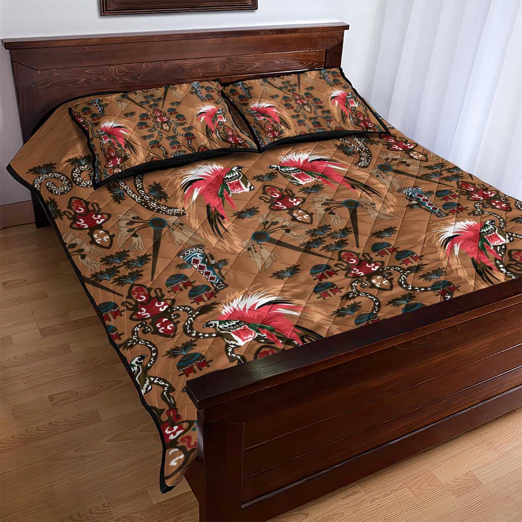 Terracotta Bird of Batik Papua Quilt Bed Set Exotic Natural Wealth of Papua LT9 - Polynesian Pride