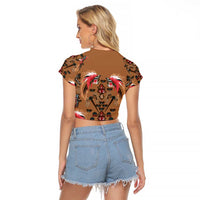Terracotta Bird of Batik Papua Raglan Cropped T Shirt Exotic Natural Wealth of Papua LT9 - Polynesian Pride