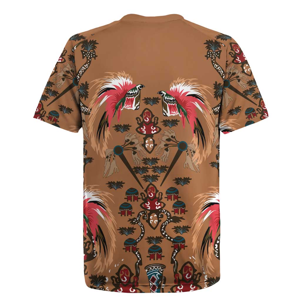 Terracotta Bird of Batik Papua Rugby Jersey Exotic Natural Wealth of Papua LT9 - Polynesian Pride