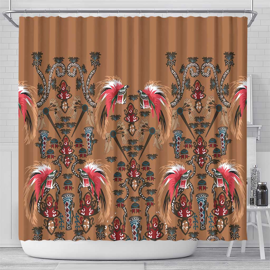 Terracotta Bird of Batik Papua Shower Curtain Exotic Natural Wealth of Papua LT9 - Polynesian Pride