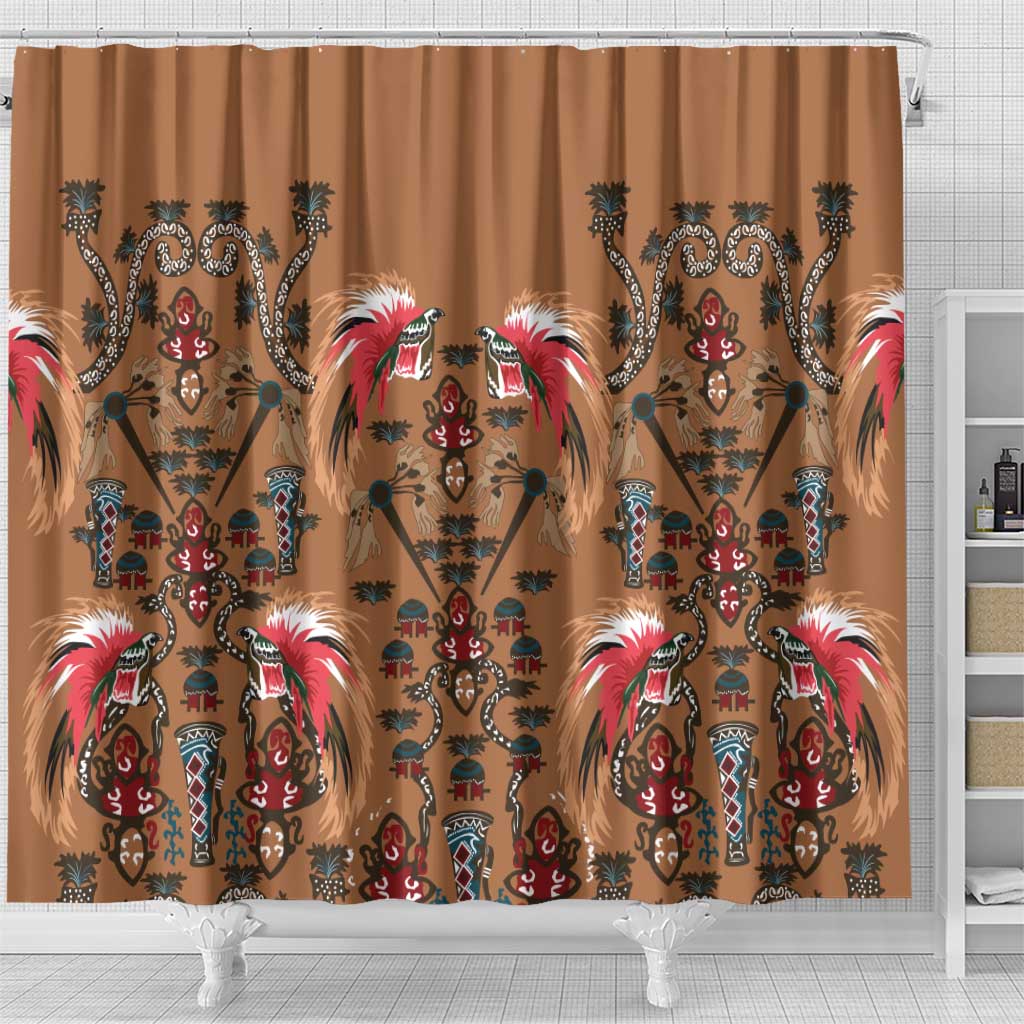 Terracotta Bird of Batik Papua Shower Curtain Exotic Natural Wealth of Papua LT9 - Polynesian Pride