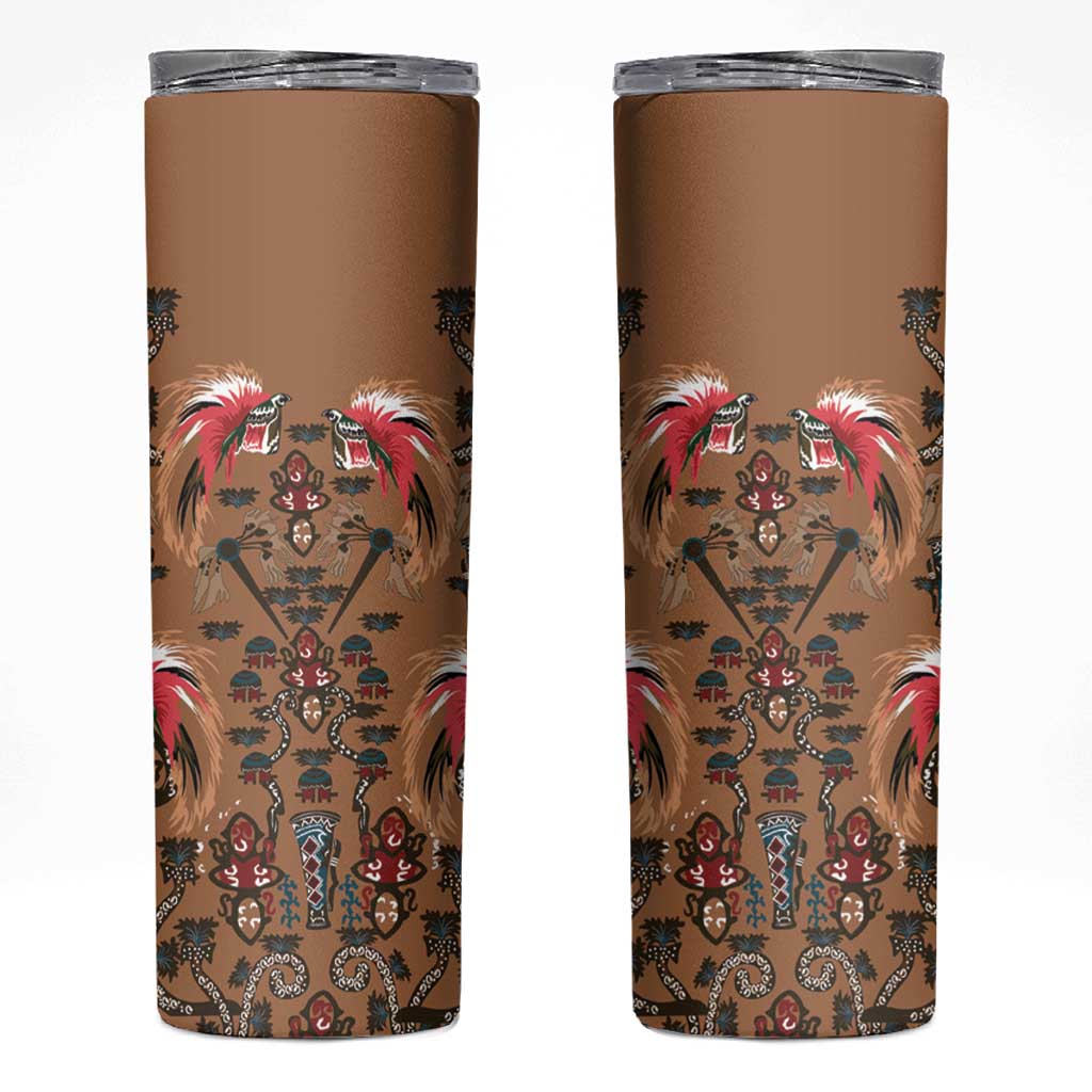 Terracotta Bird of Batik Papua Skinny Tumbler Exotic Natural Wealth of Papua LT9 Gold - Polynesian Pride