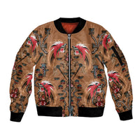 Terracotta Bird of Batik Papua Sleeve Zip Bomber Jacket Exotic Natural Wealth of Papua LT9 Unisex Gold - Polynesian Pride