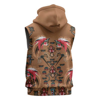 Terracotta Bird of Batik Papua Sleeveless Hoodie Exotic Natural Wealth of Papua LT9 - Polynesian Pride