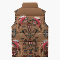 Terracotta Bird of Batik Papua Sleeveless Puffer Jacket Exotic Natural Wealth of Papua LT9 - Polynesian Pride