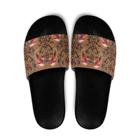 Terracotta Bird of Batik Papua Slide Sandals Exotic Natural Wealth of Papua LT9 Gold - Polynesian Pride