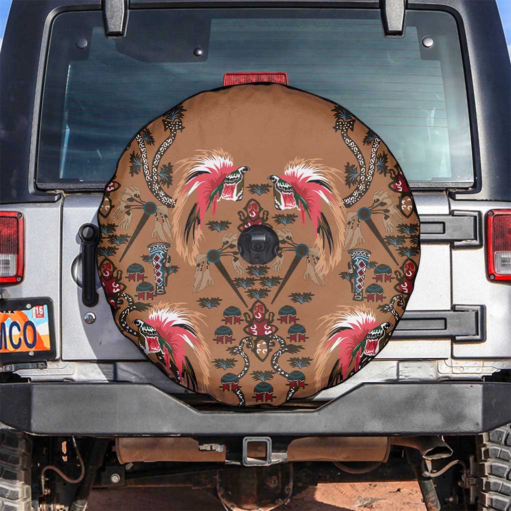 Terracotta Bird of Batik Papua Spare Tire Cover Exotic Natural Wealth of Papua LT9 Gold - Polynesian Pride