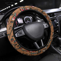 Terracotta Bird of Batik Papua Steering Wheel Cover Exotic Natural Wealth of Papua LT9 Universal Fit Gold - Polynesian Pride